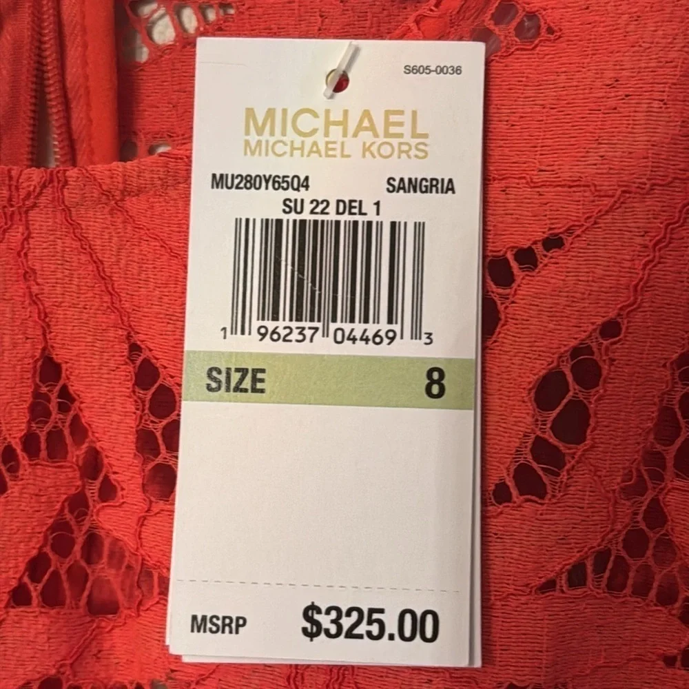 Michael Kors NWT Palm Lace Mini Dress Sangria